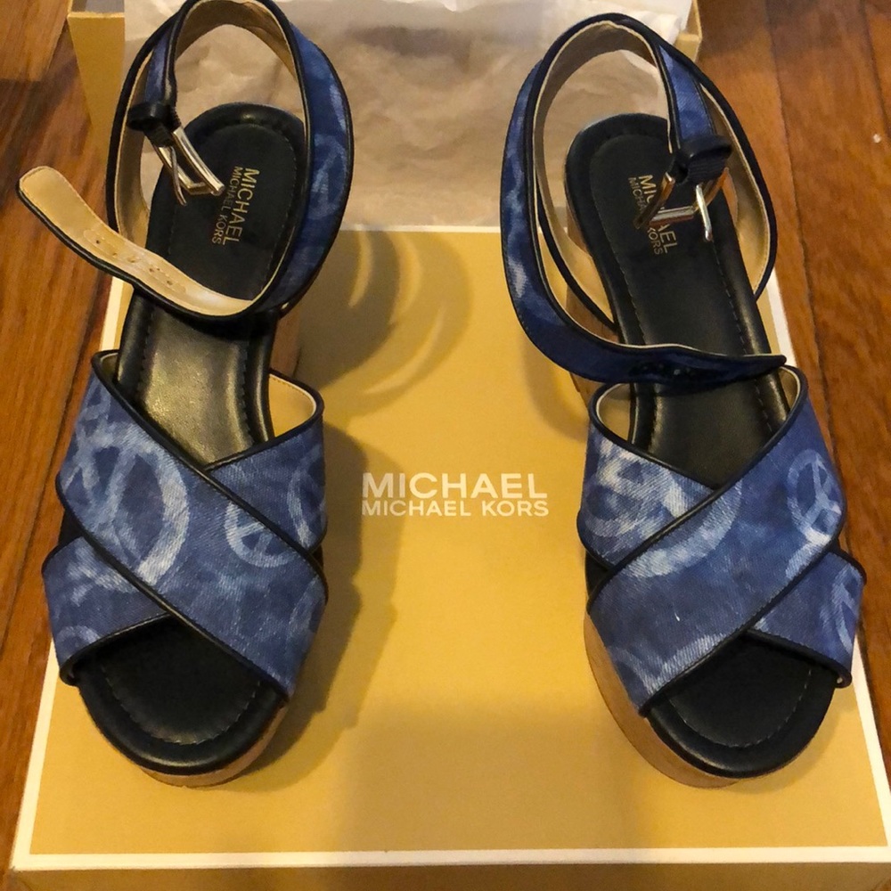 MK printed wedge shoes